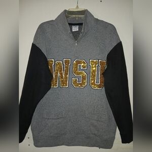 VICTORIAS SECRET PINK Collegiate collection WSU ladies 1/4 zip sweatshirt XS